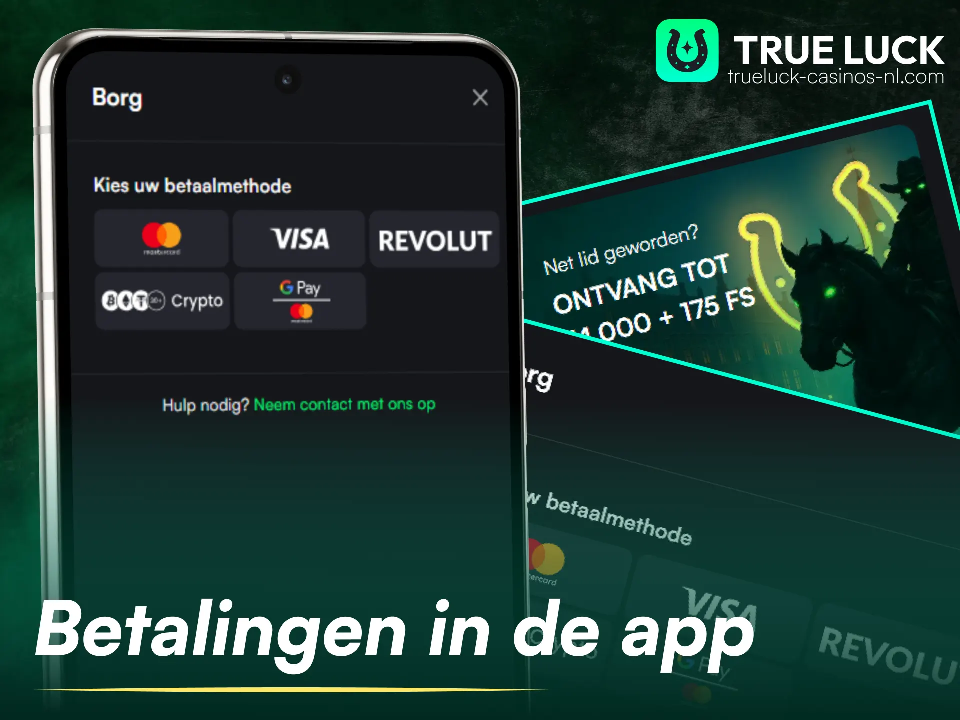 Beheer je stortingen en uitbetalingen veilig binnen de TrueLuck-app.