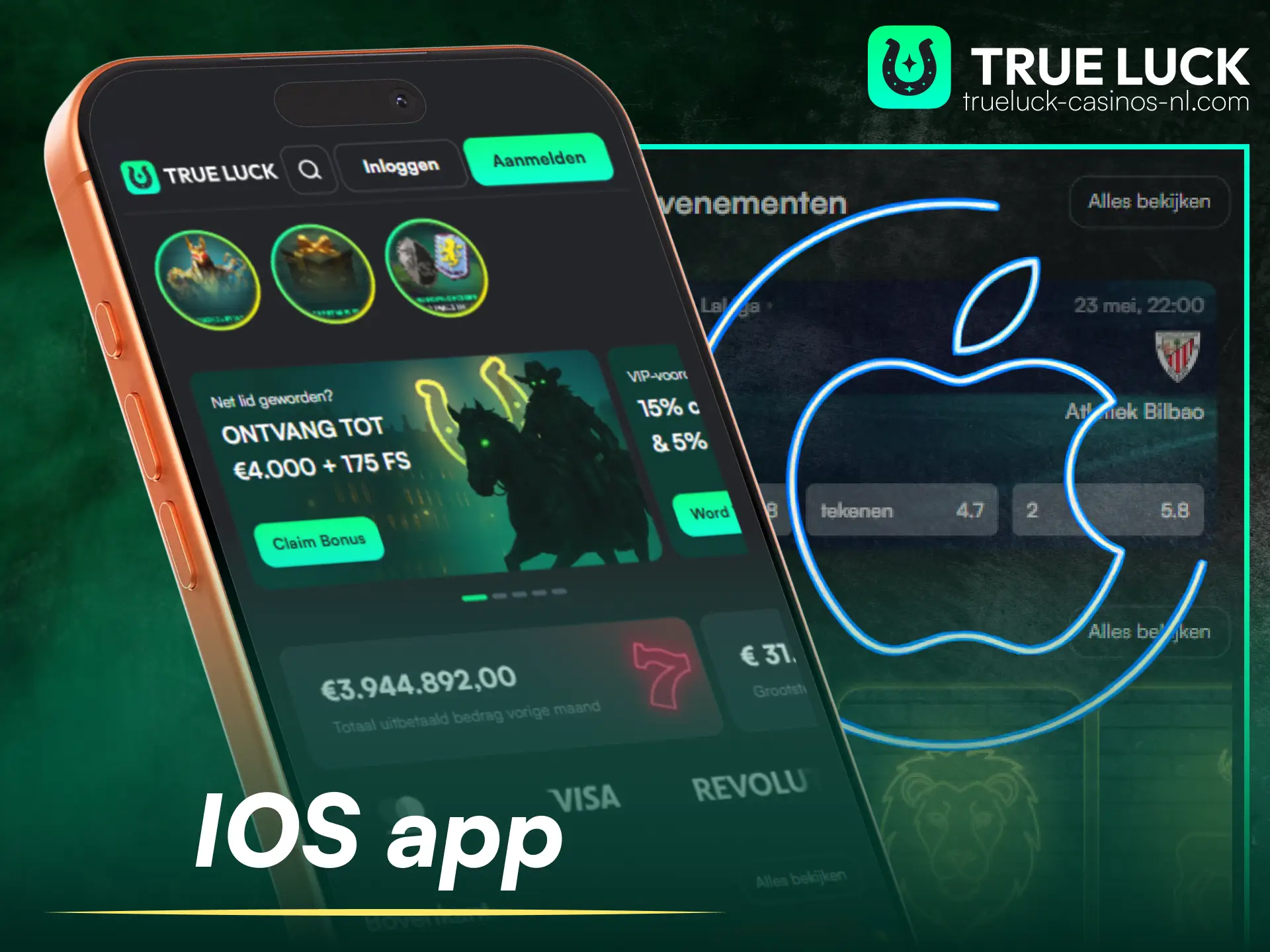 Open de mobiele TrueLuck-app op je iPhone of iPad.