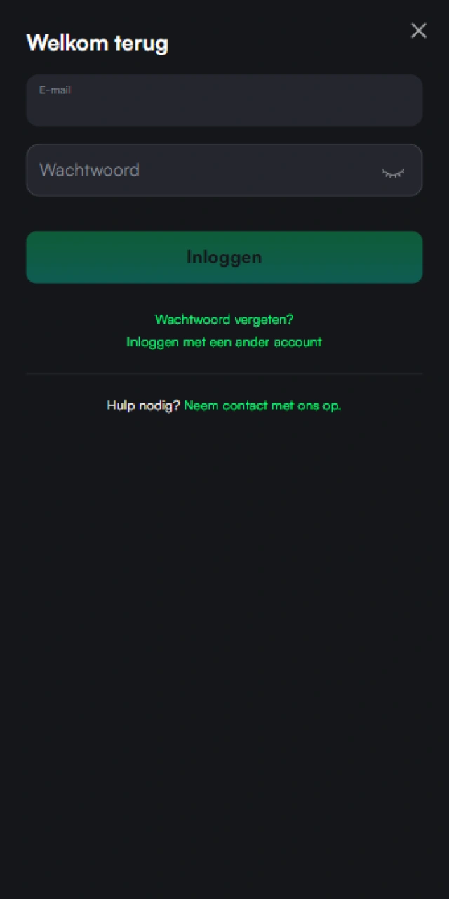 Log in op je account via de inloginterface van de TrueLuck-app.