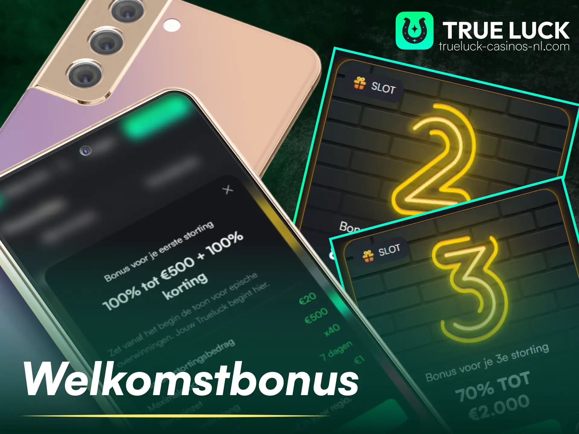 Claim je registratie welkomstbonus direct in de TrueLuck-app.