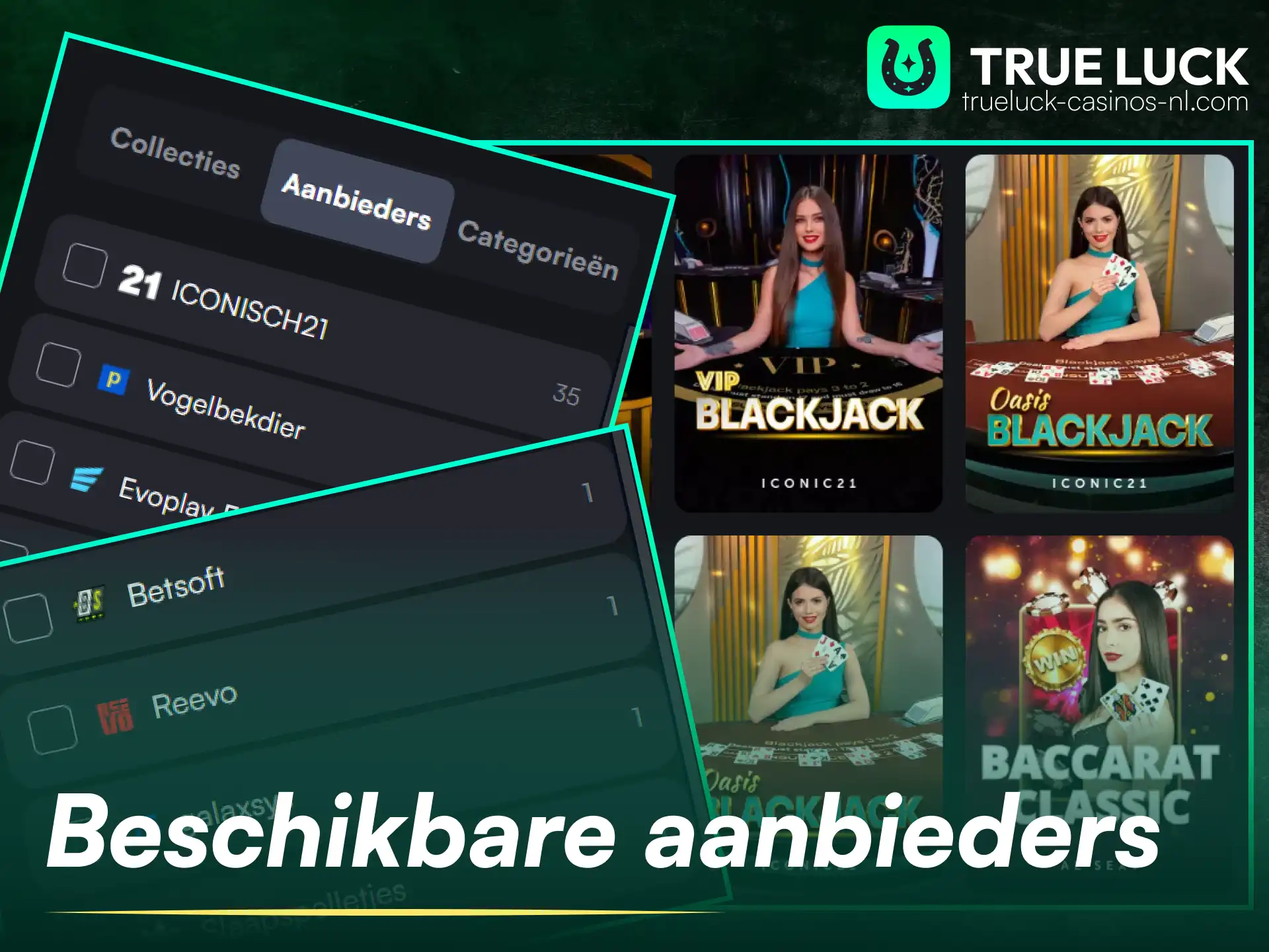 Bekijk de beste live casino software aanbieders op de TrueLuck-website.
