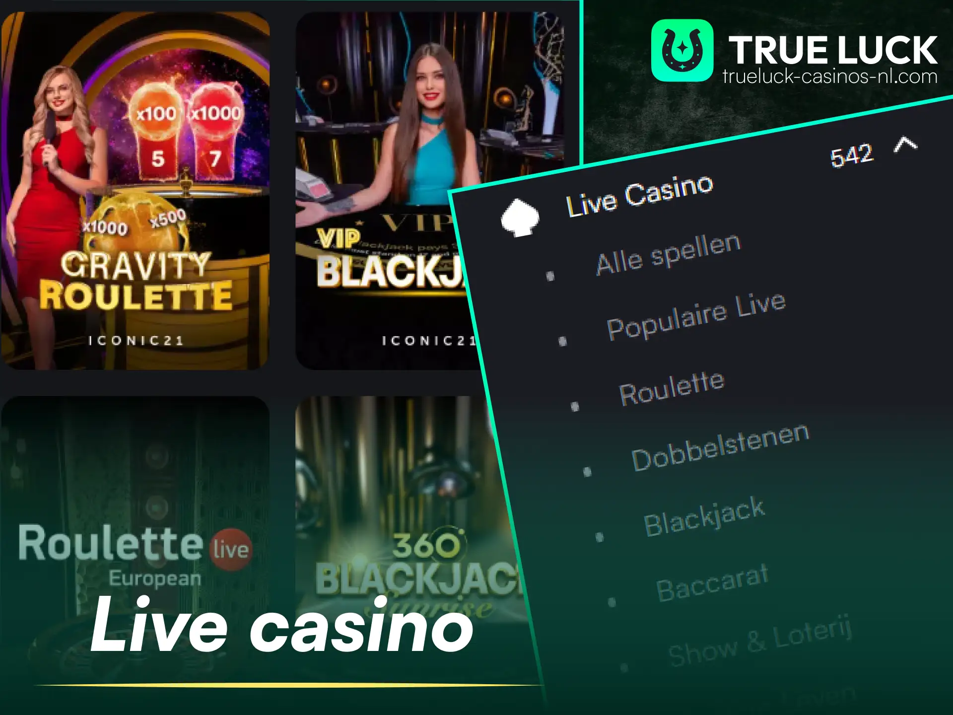 Speel spannende live dealer spellen op de TrueLuck-website.