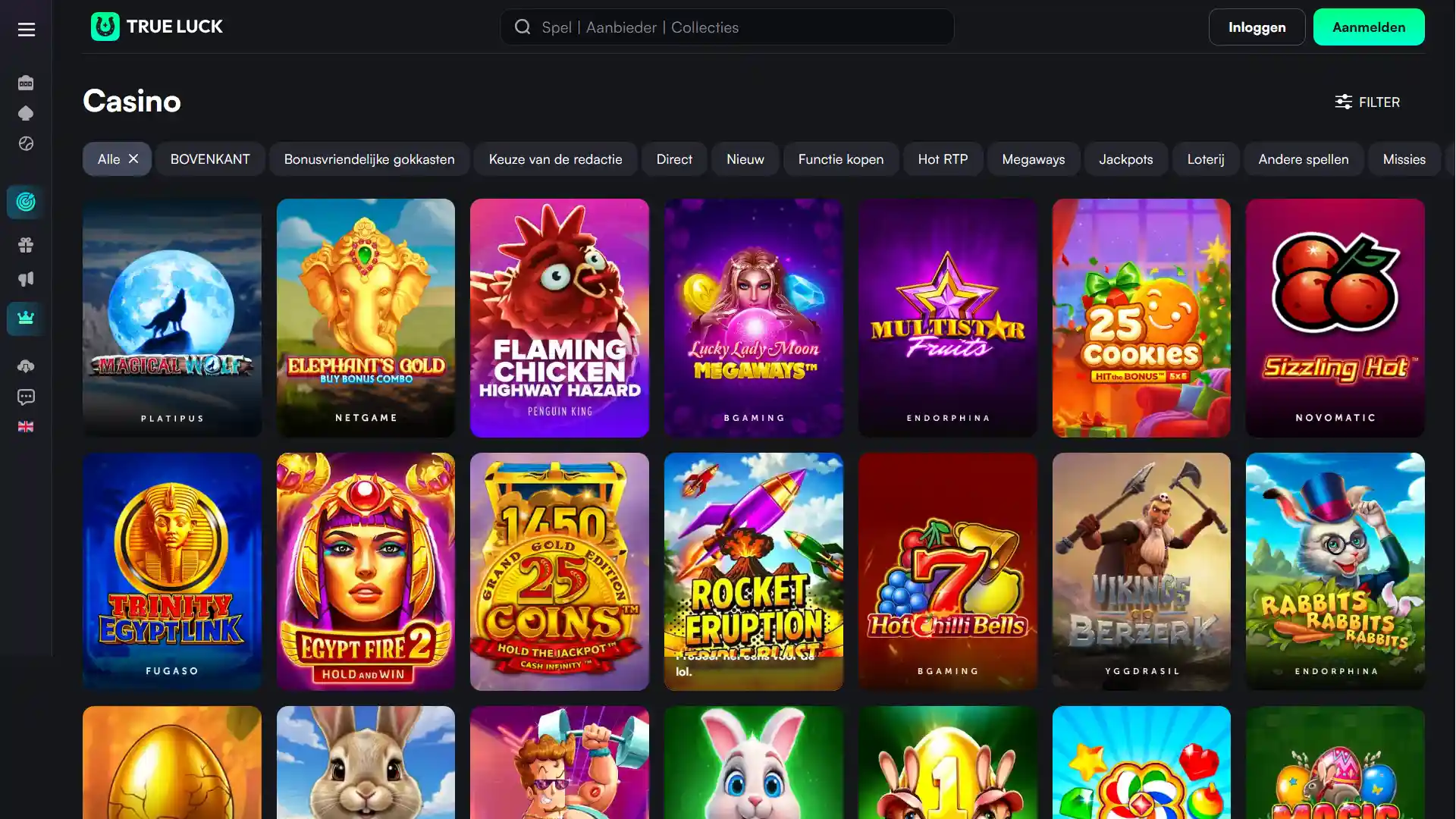 Speel duizenden geweldige casinospellen op de TrueLuck-website.