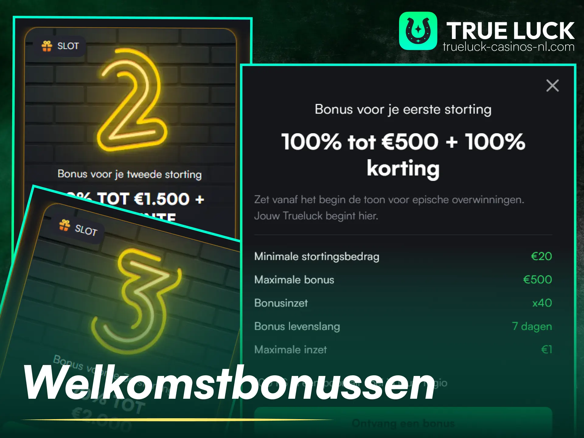 Claim je welkomstbonussen op de TrueLuck casino-website vandaag nog.