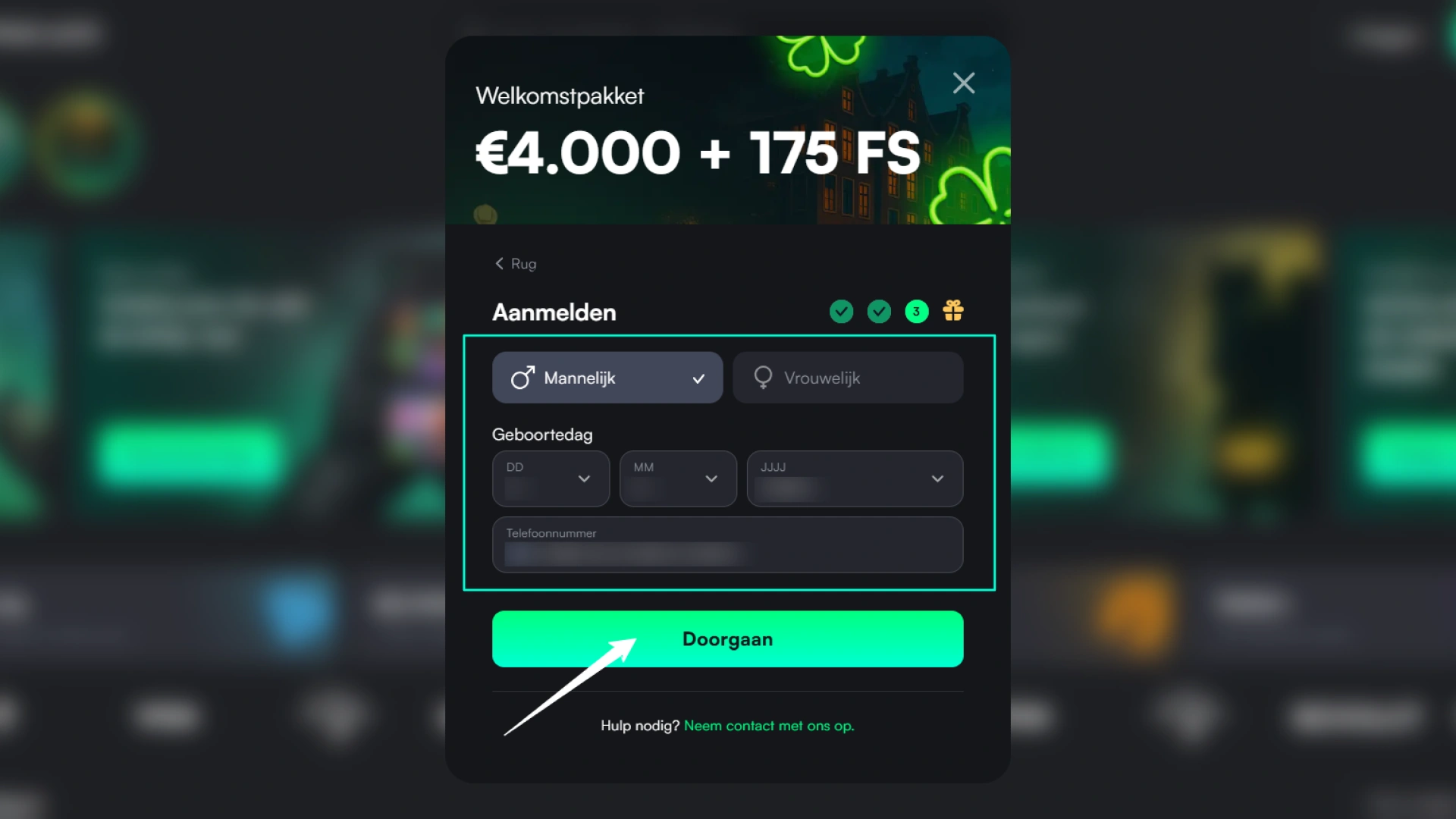 Voltooi de resterende profielinstellingen op het officiële TrueLuck-platform.