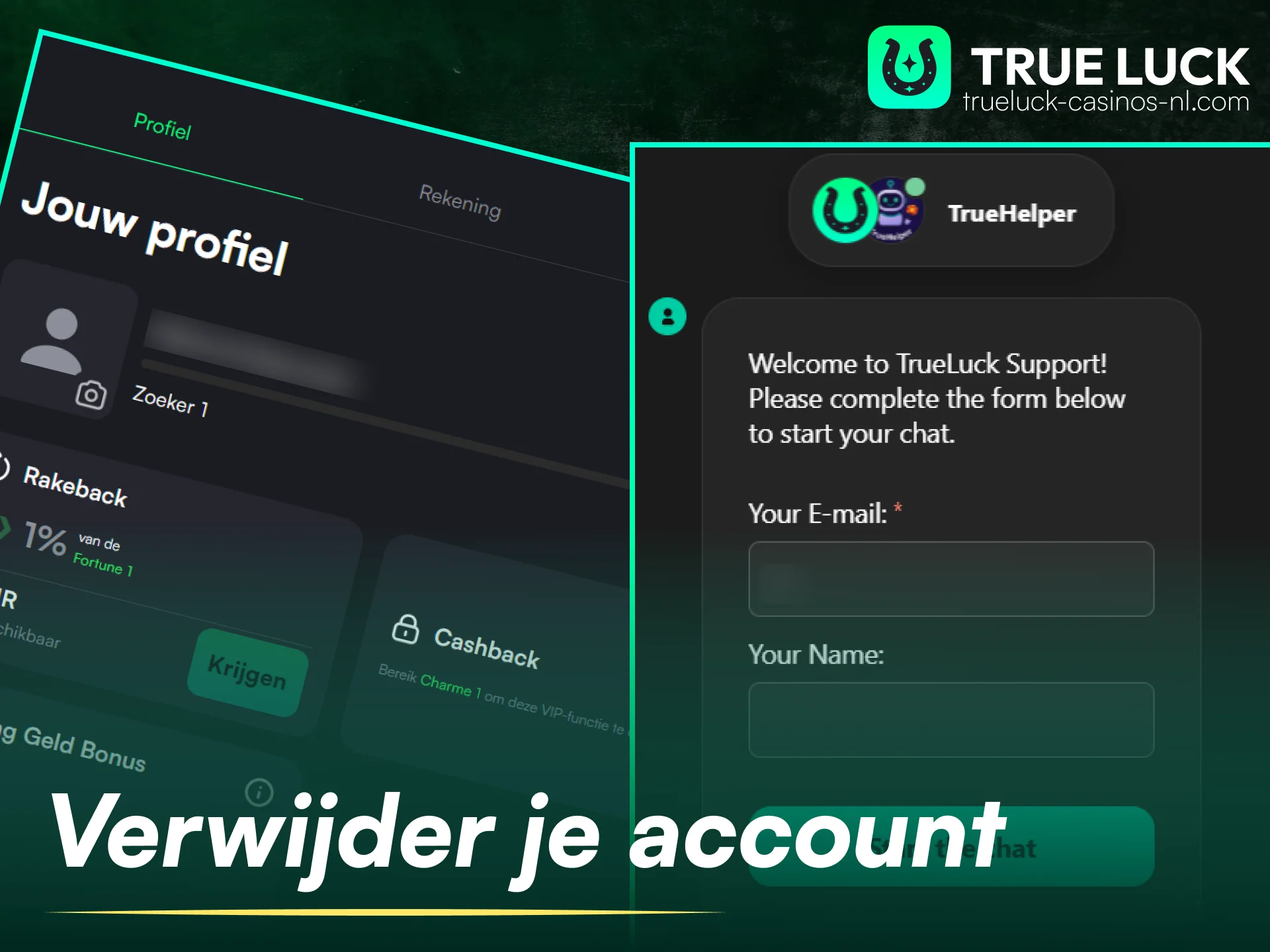 Lees hoe je jouw TrueLuck-account veilig kunt sluiten of verwijderen indien nodig.