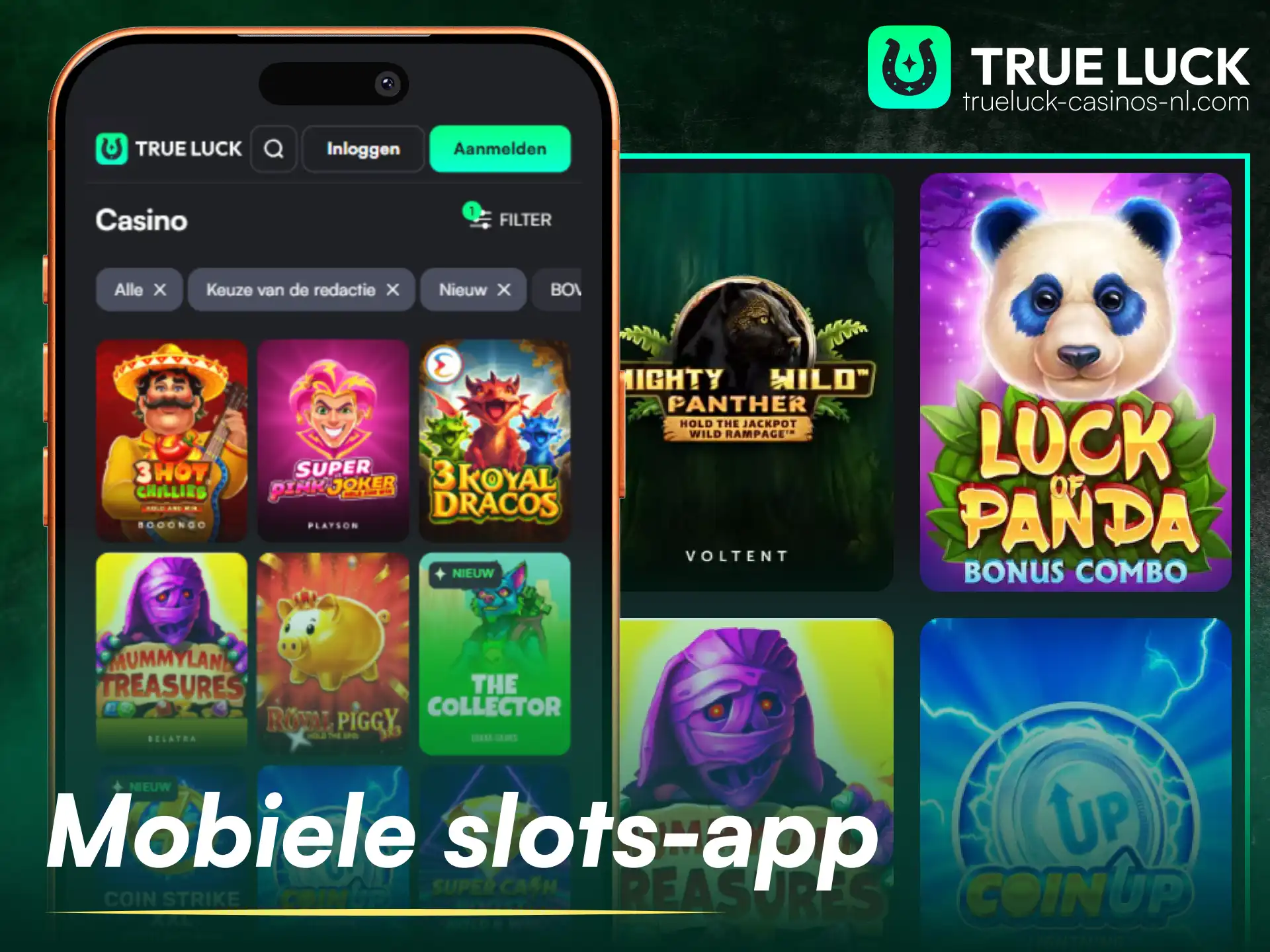 Download de officiële mobiele app voor het spelen van gokkasten en slots bij TrueLuck.