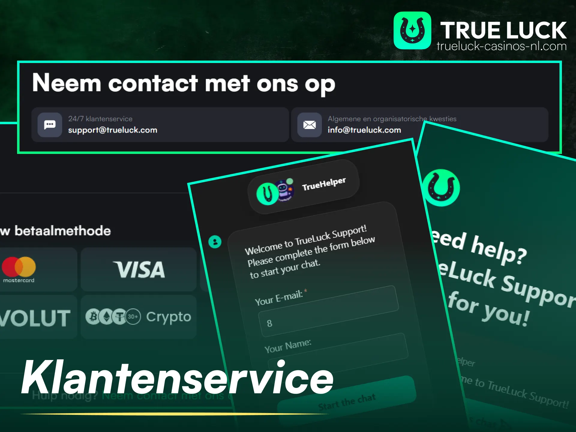 Vind de juiste klantenservice contactgegevens voor al je vragen over TrueLuck stortingen.