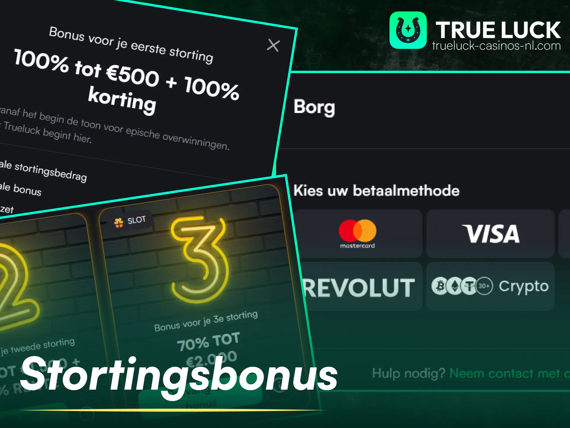 Activeer de TrueLuck eerste stortingsbonus na je eerste succesvolle betaling.